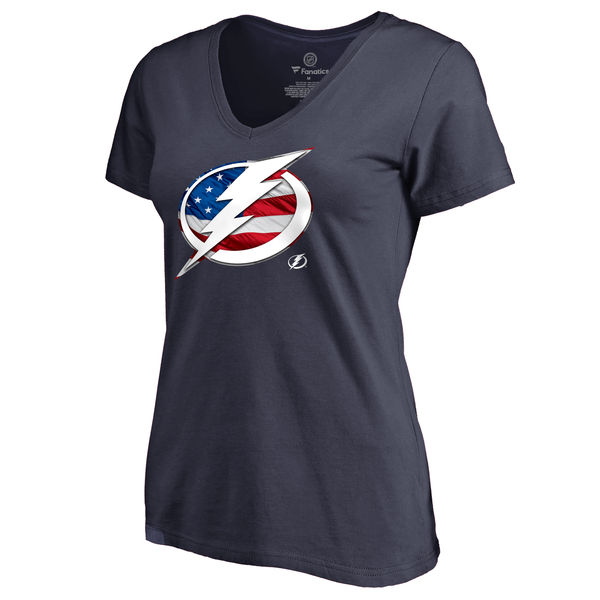 2020 NHL Women Tampa Bay Lightning Navy Banner Wave Slim Fit TShirt